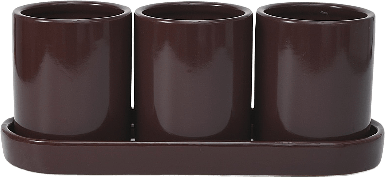 Örtkruka med fat, 3-pack, från Åhléns Home, i färgen Dk Brown.