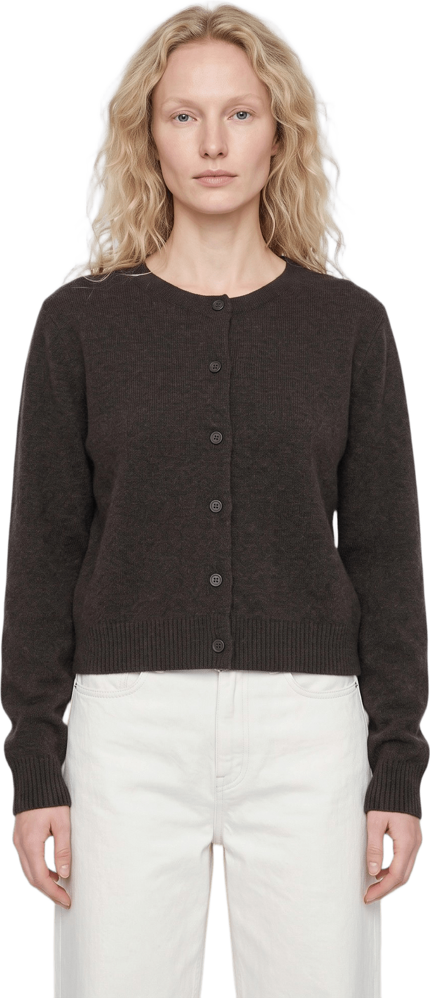 Cardigan i ull DIJON, från Carin Wester, i färgen Brown 02.