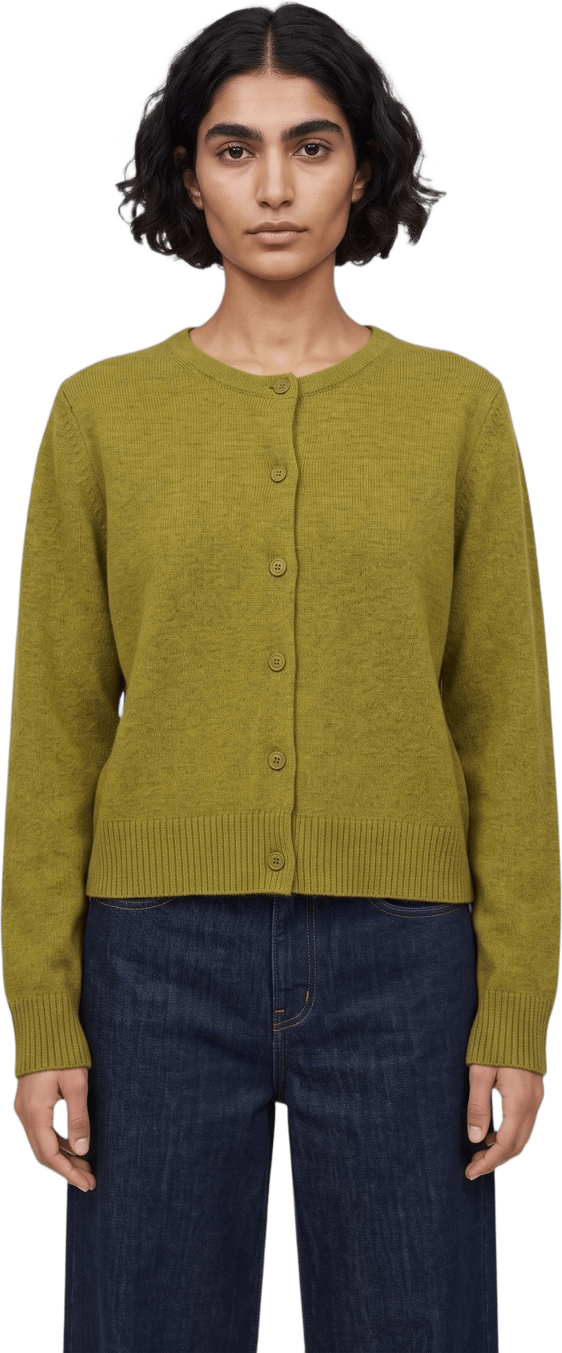 Cardigan i ull DIJON, från Carin Wester, i färgen Olive.