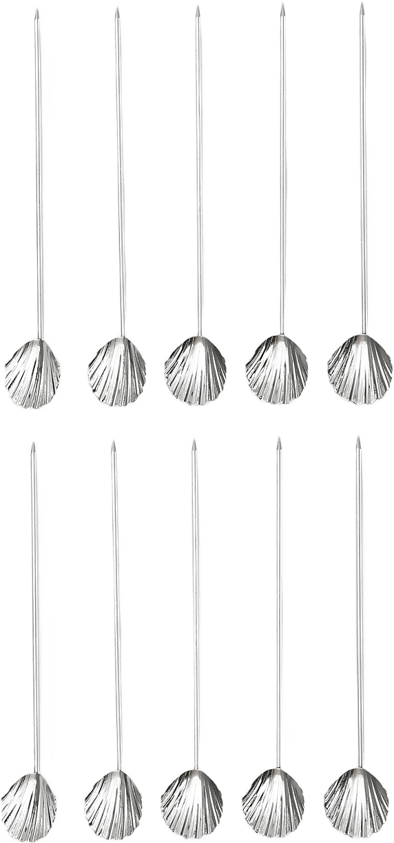 Cocktailpinnar SHELL, 10-pack, från PORTOLINO LIVING, i färgen Silver.