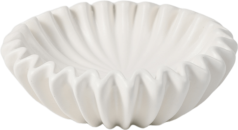 Veckad skål i stengods 15 cm, från PORTOLINO LIVING, i färgen White.