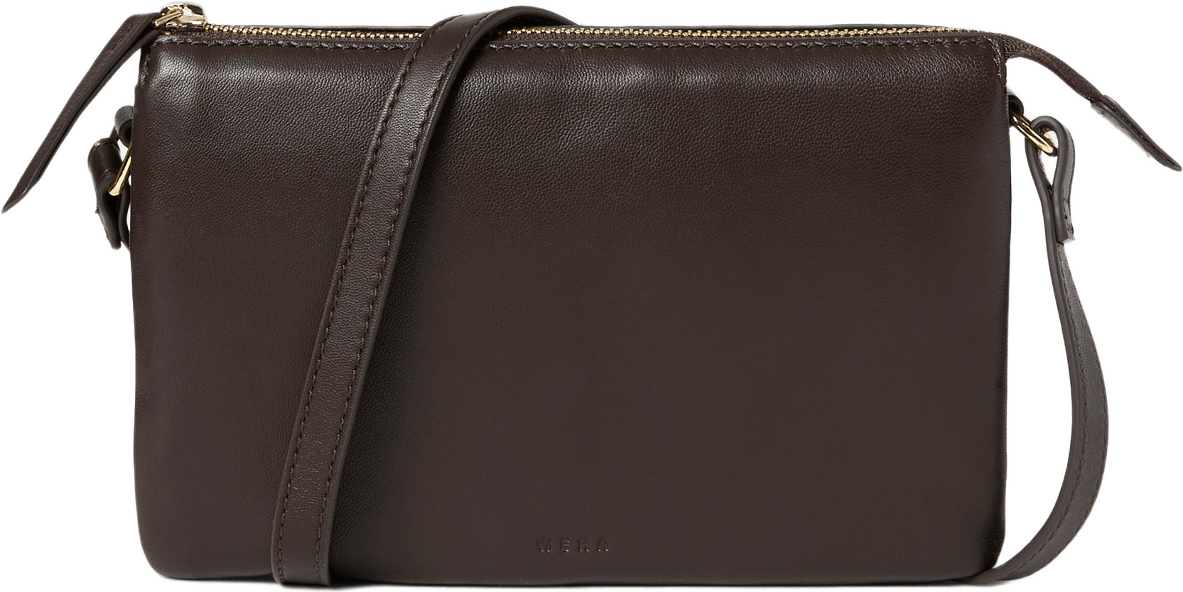 Crossbody i skinn MICHELLE, från Wera, i färgen Dk Brown.