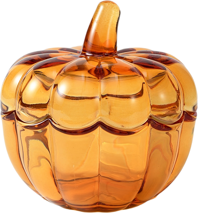 Glasburk med lock PUMPKIN, från Åhléns Home, i färgen Amber.