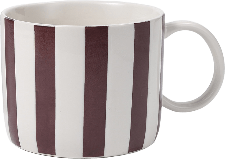 Mugg i stengods ADA Stripe 25 cl, från Åhléns Home, i färgen Burgundy.