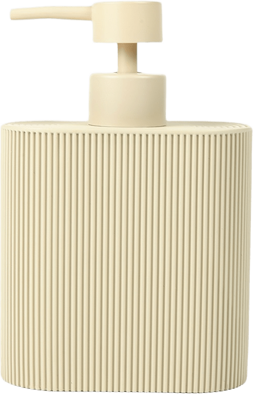 Räfflad tvålpump, från Åhléns Home, i färgen Beige.