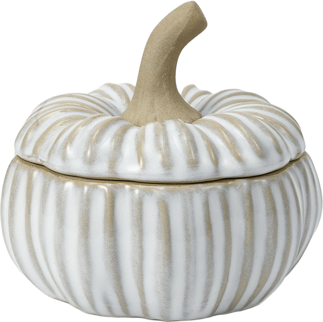 Burk med lock PUMPKIN, från Åhléns Home, i färgen White.