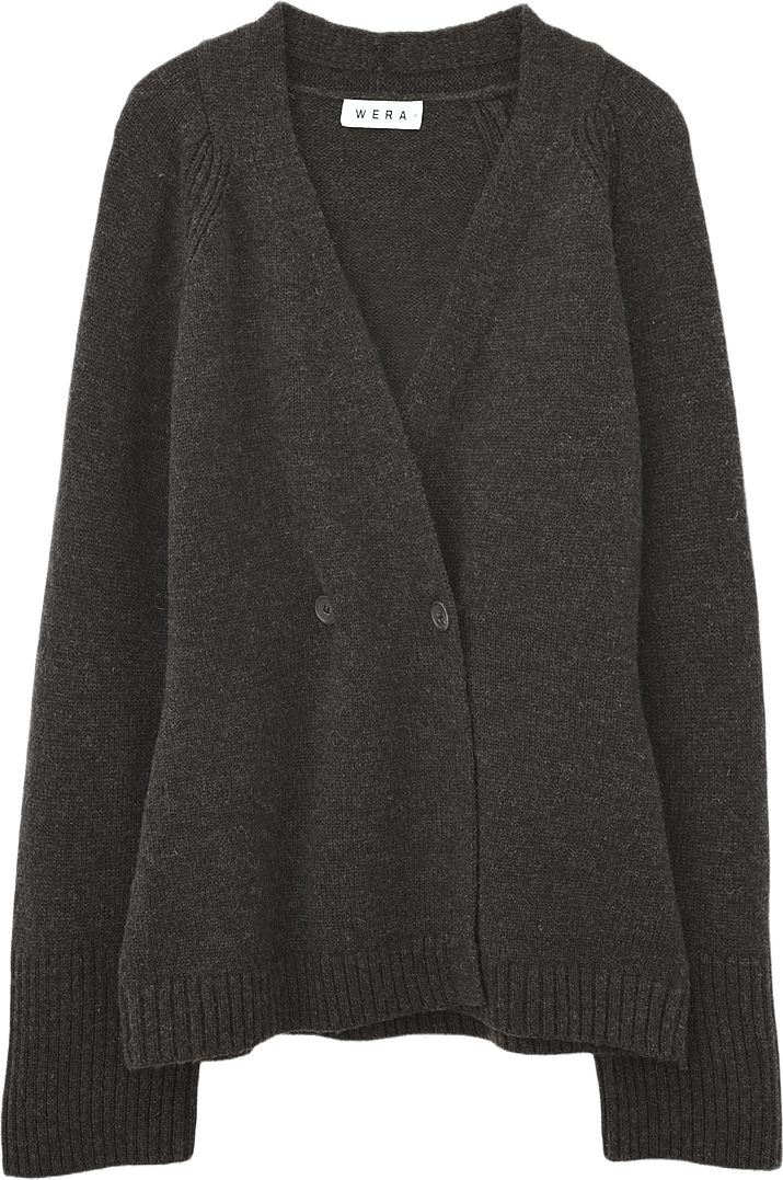 Cardigan i ull SOPHIE, från Wera, i färgen Brown.