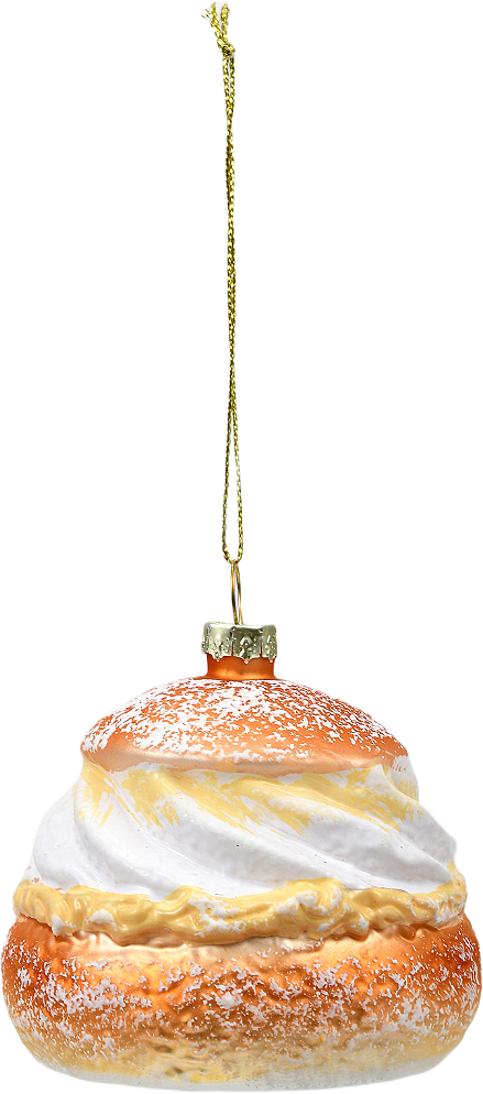 Julgranshänge i glas SEMLA, från Åhléns Home, i färgen Beige/White.