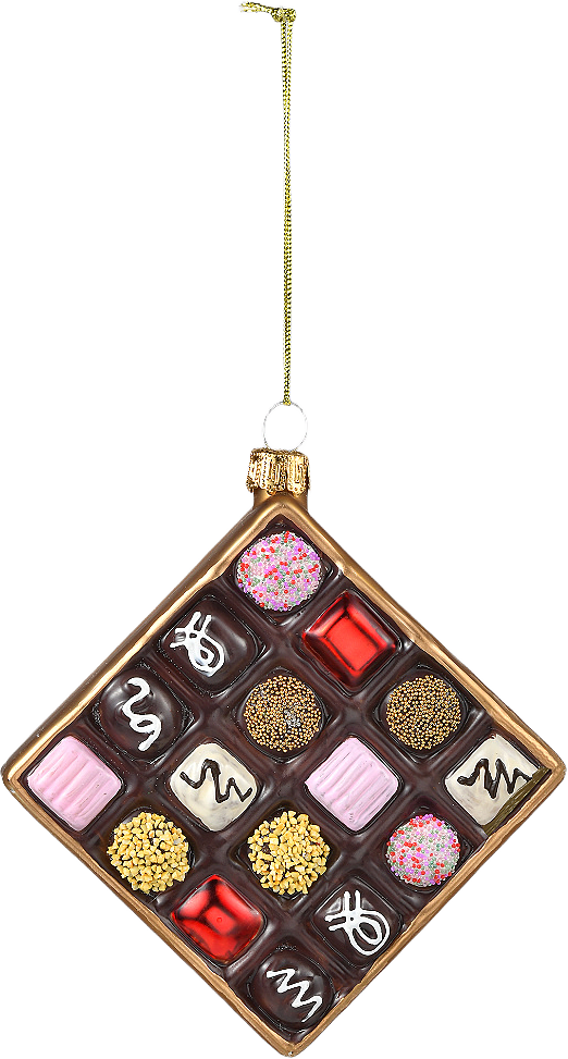 Julgranshänge i glas CHOKLADASK, från Åhléns Home, i färgen Multi.