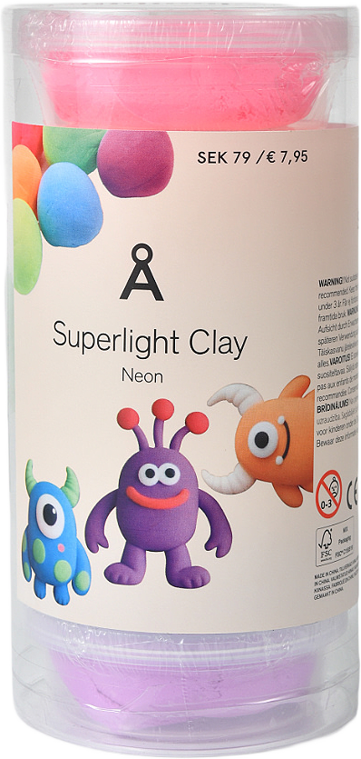 Ultralätt lera, 6 färger, från Å KIDS, i färgen Neon.