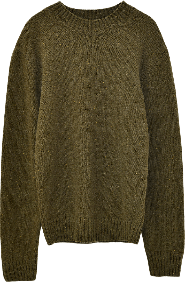 Tröja i ull och alpacka GUSTAF, från NORVIE, i färgen Green Melange.
