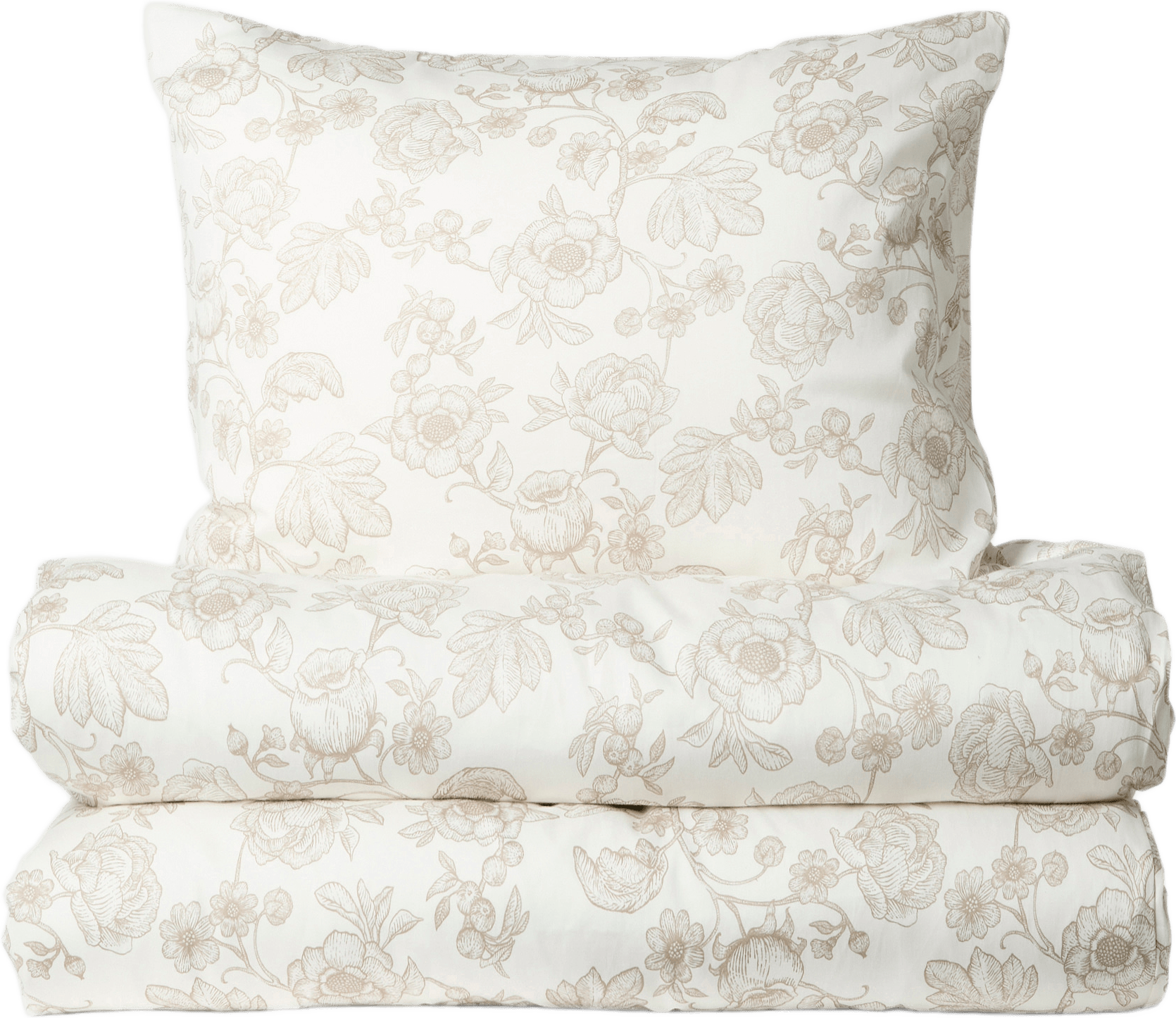 Bäddset i satin ELISE 150x210 cm, från Åhléns Home, i färgen Beige Floral.