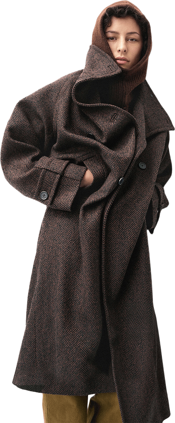 Kappa i ullmix ARVEN, från Carin Wester, i färgen Brown Herringbone.
