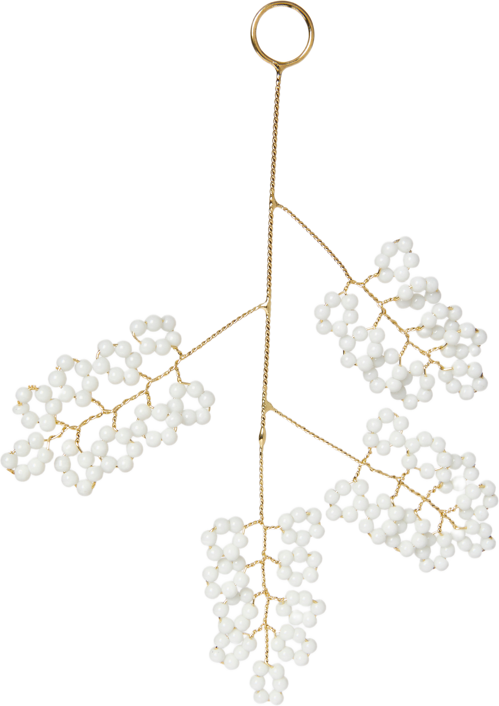 Julgranshänge i mässing GREN, från Åhléns Home, i färgen White/Gold.