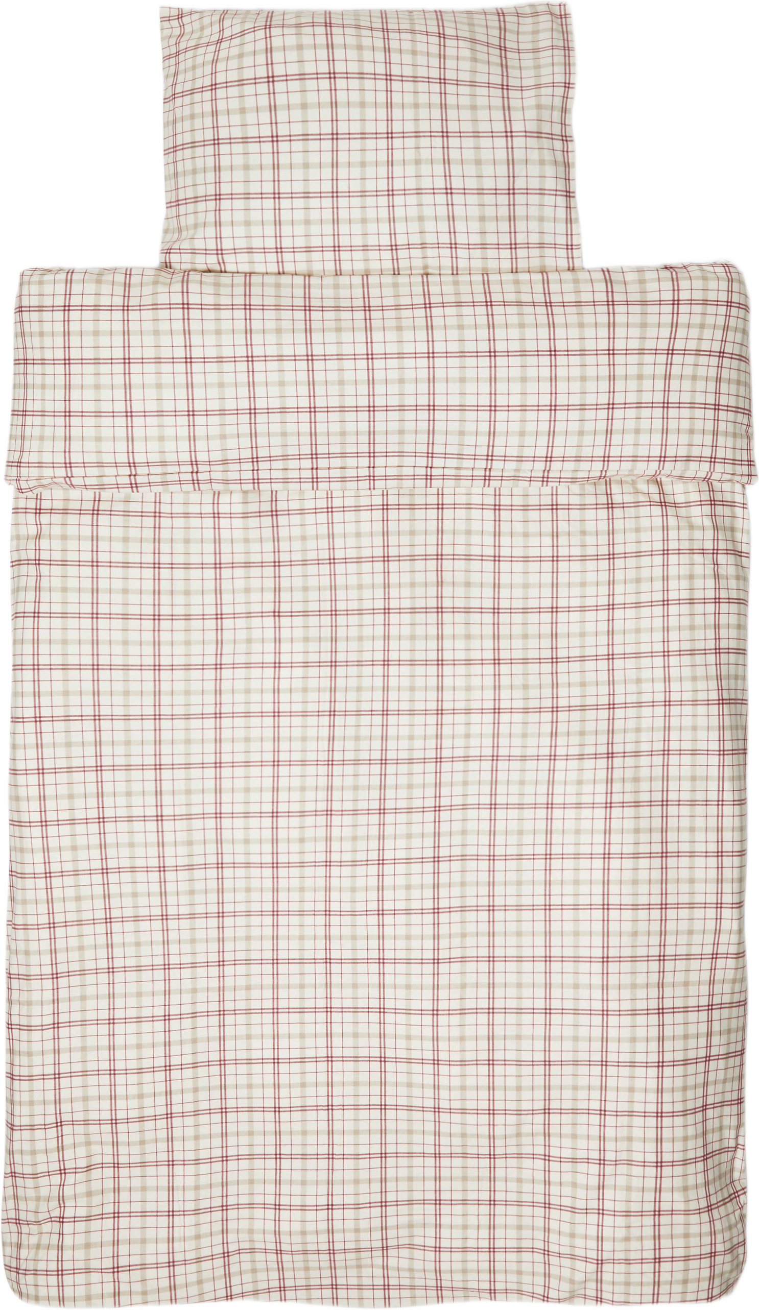 Bäddset flanell 150x210 cm, från Åhléns Home, i färgen Red/Beige.