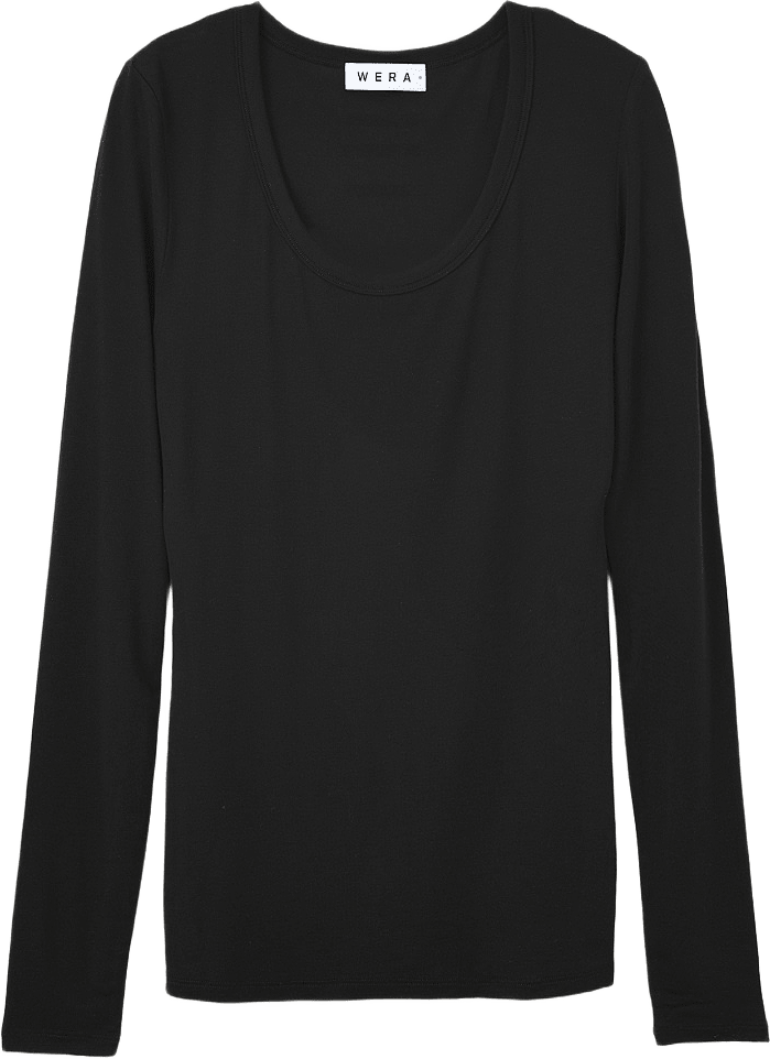 Långärmad topp i ullmix ELLE, från Wera, i färgen Black.