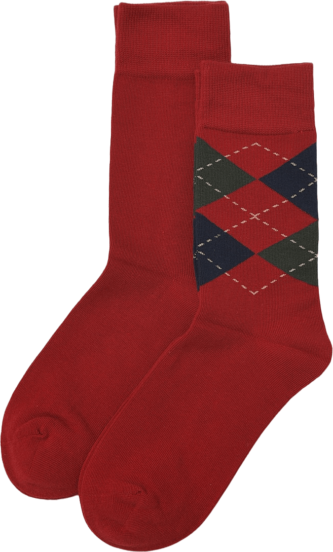 Strumpor argyle, 2-pack, från NORVIE, i färgen Red 2.