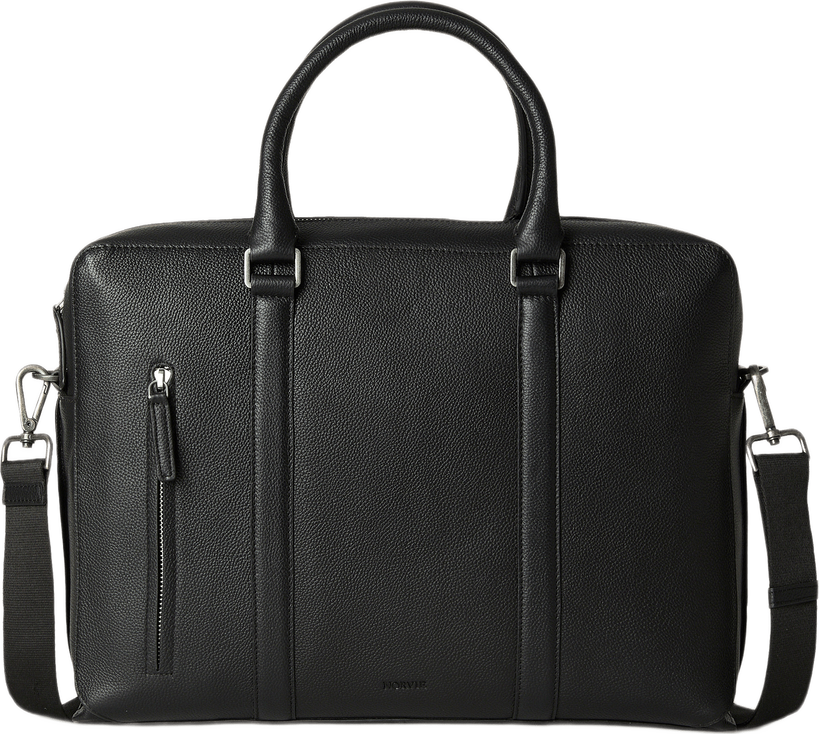 Laptopväska i läder FREDDE, från NORVIE, i färgen Black.