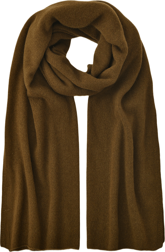 Ribbstickad halsduk i ull och kashmir, från Wera, i färgen Khaki.