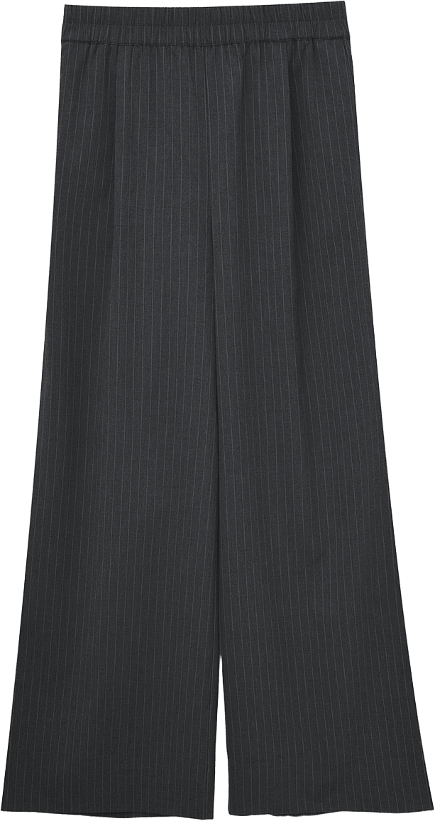 Vida pull on-byxor med kritstreck ILMA, från Carin Wester, i färgen Grey Pinstripe.