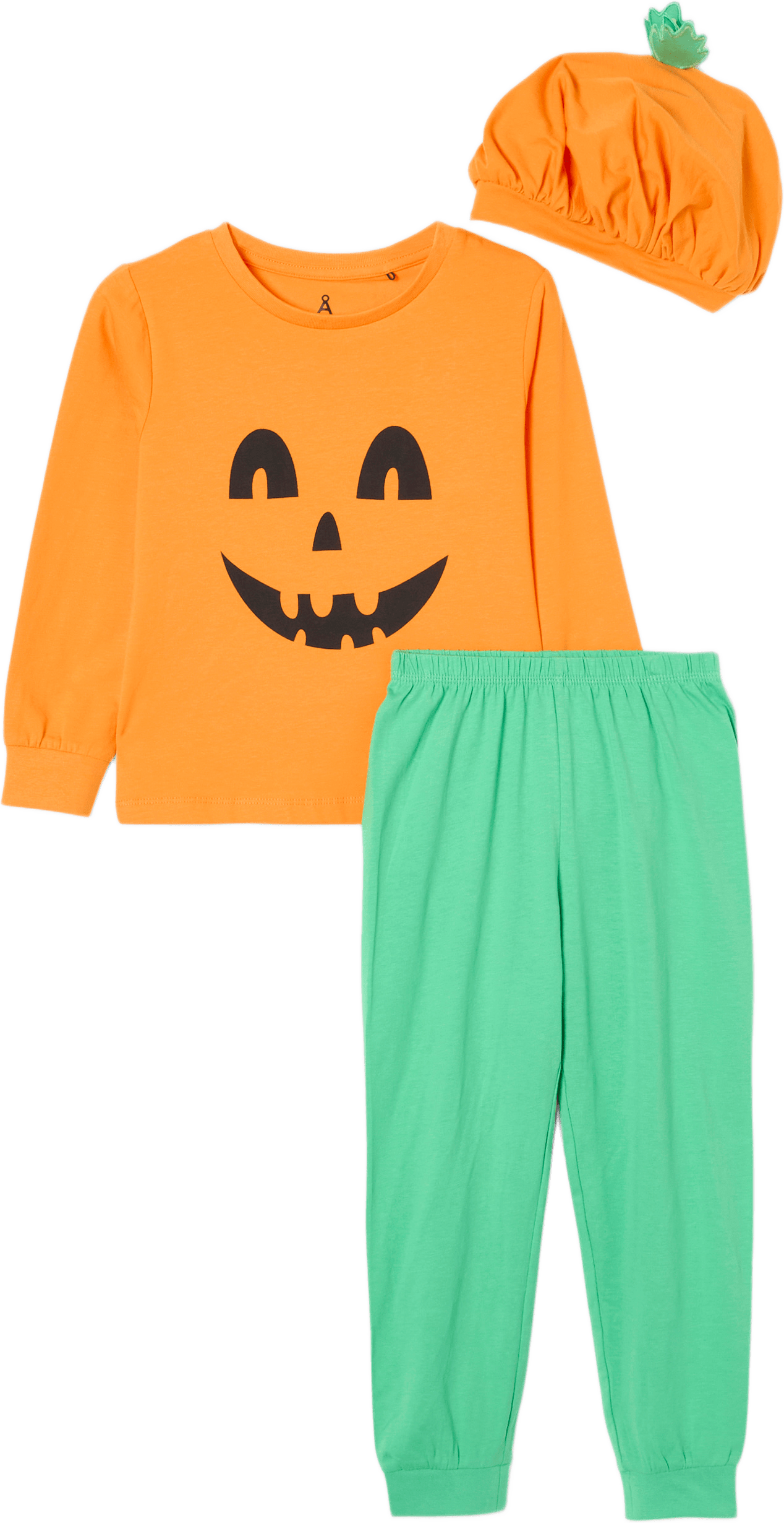 Pyjamas med mössa PUMPKIN, från Å KIDS, i färgen Orange.