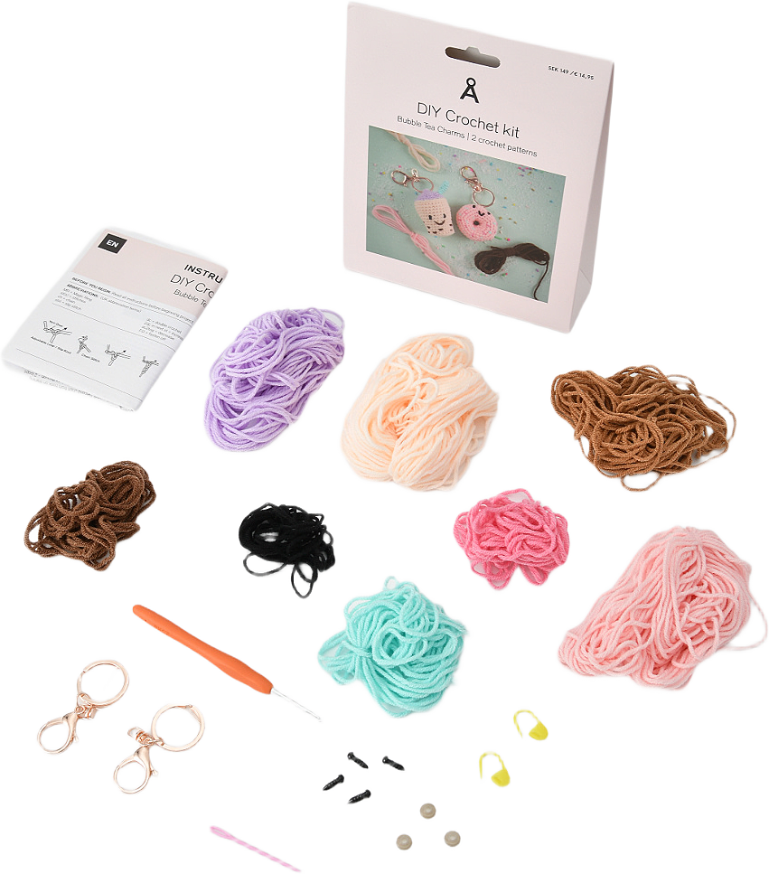 DIY kit virkning, 2 mönster, från Å KIDS, i färgen Pink.