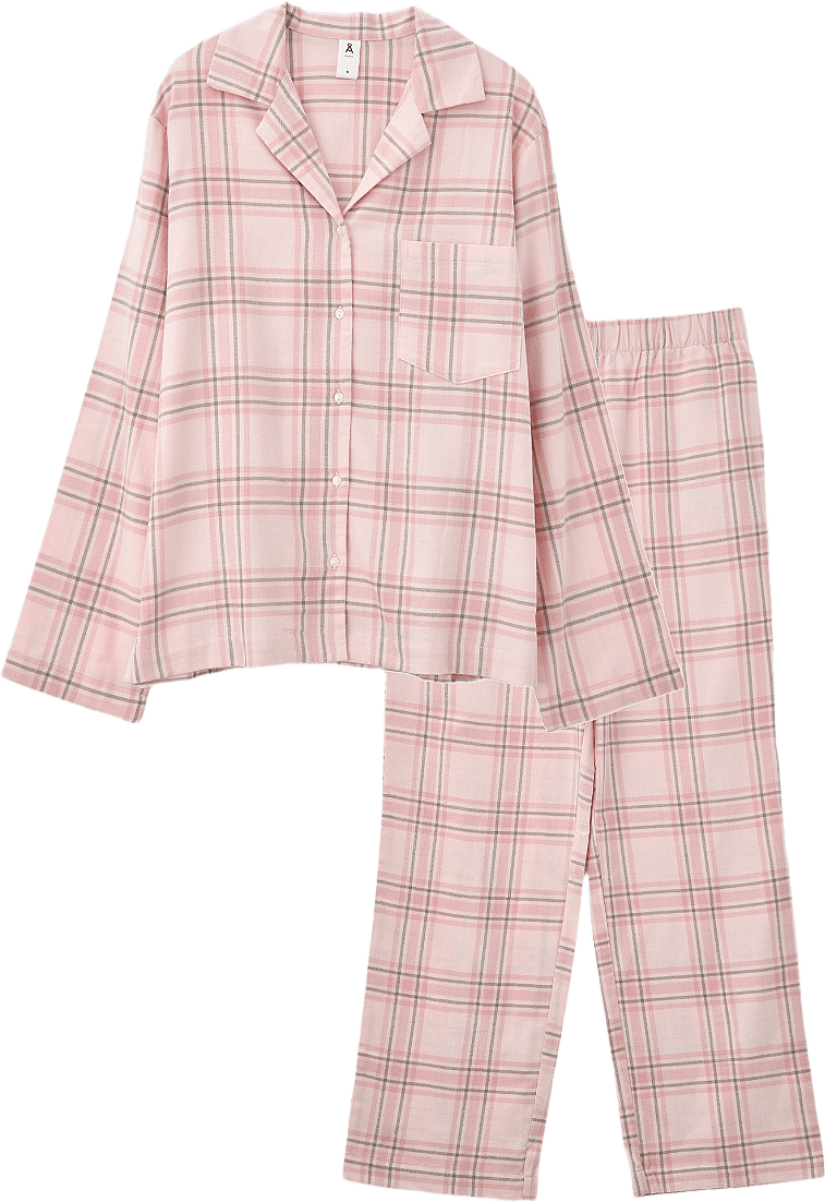Rutig flanellpyjamas PENNYLANE, från Å WOMAN, i färgen Dark Pink.