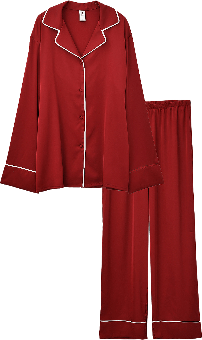 Långärmad pyjamas VIVIENNE, från Å WOMAN, i färgen Red.