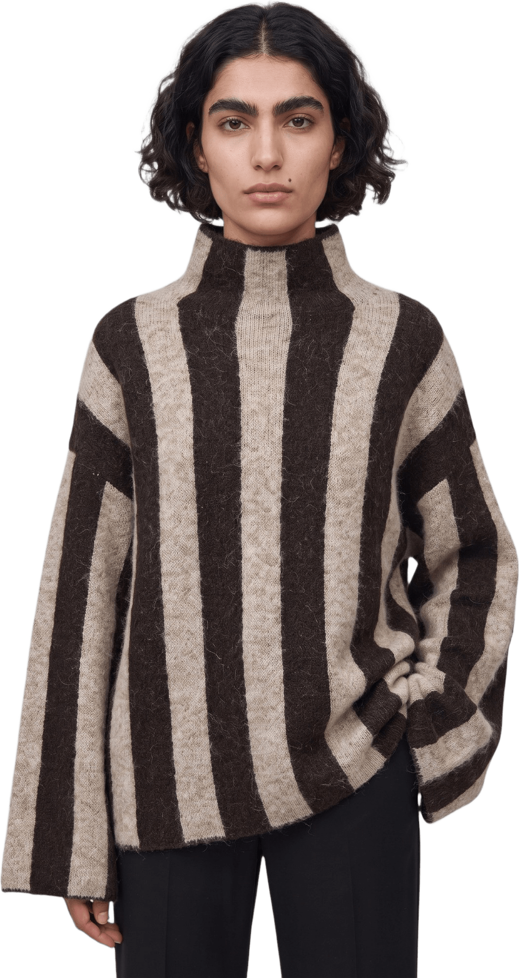 Mönstrad jumper LILLE, från Carin Wester, i färgen Brown Stripe.