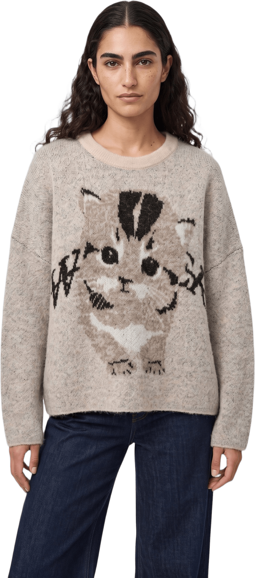 Stickad tröja EVY, från Carin Wester, i färgen Cat monogram.