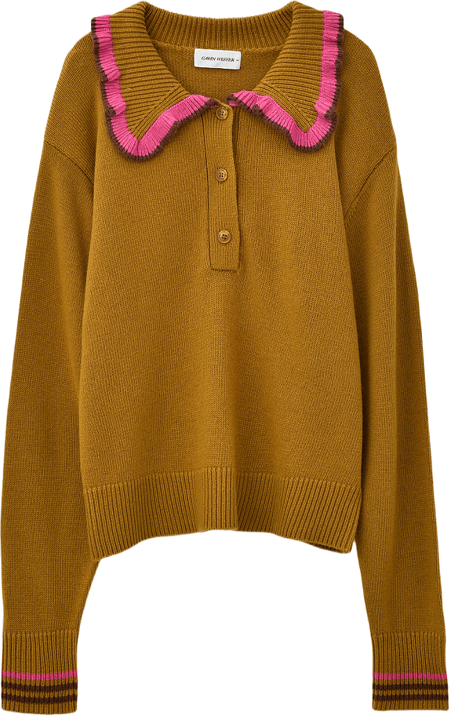 Jumper med krage ELZA, från Carin Wester, i färgen Light Olive.