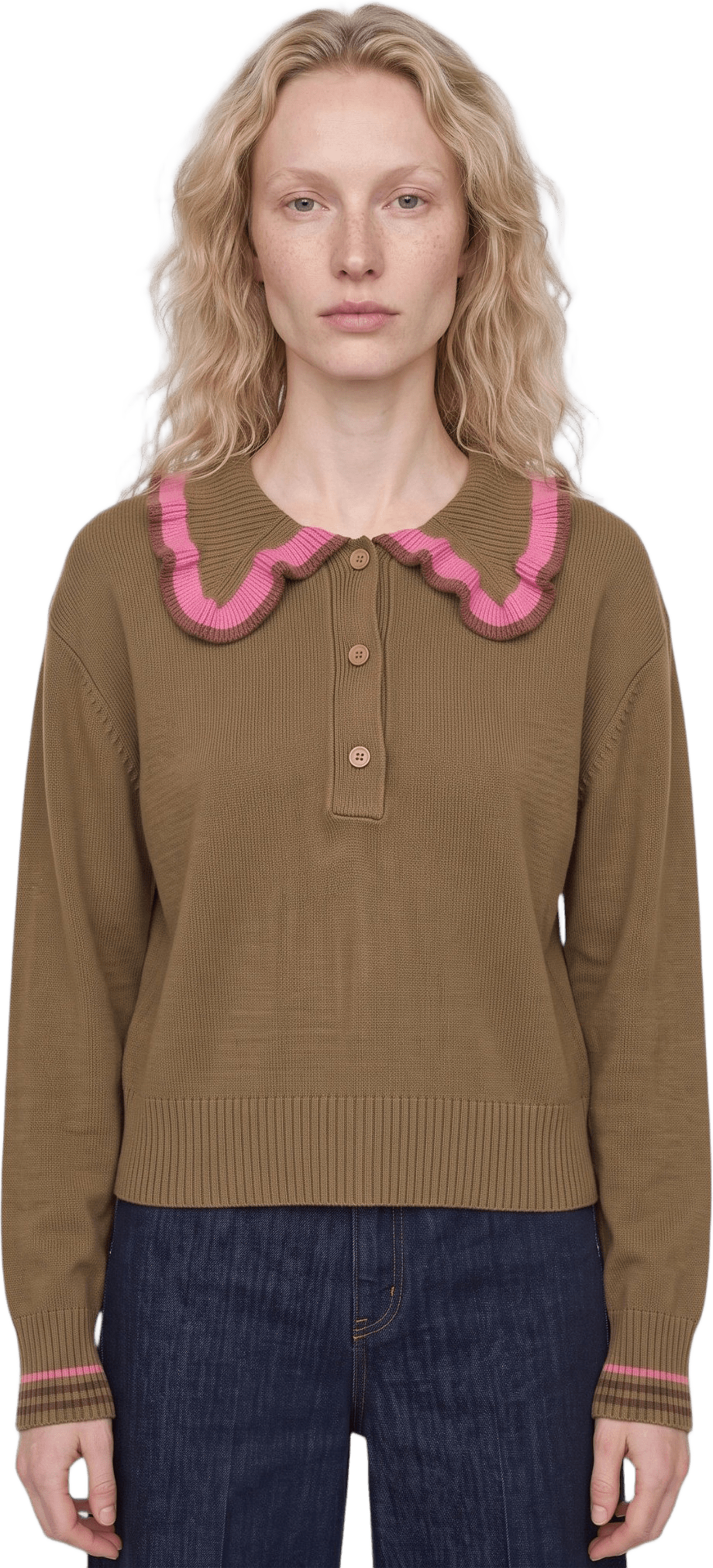 Jumper med krage ELZA, från Carin Wester, i färgen Light Olive.