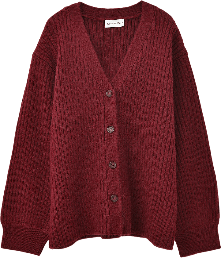 Ribbad cardigan LINDY, från Carin Wester, i färgen Wine.