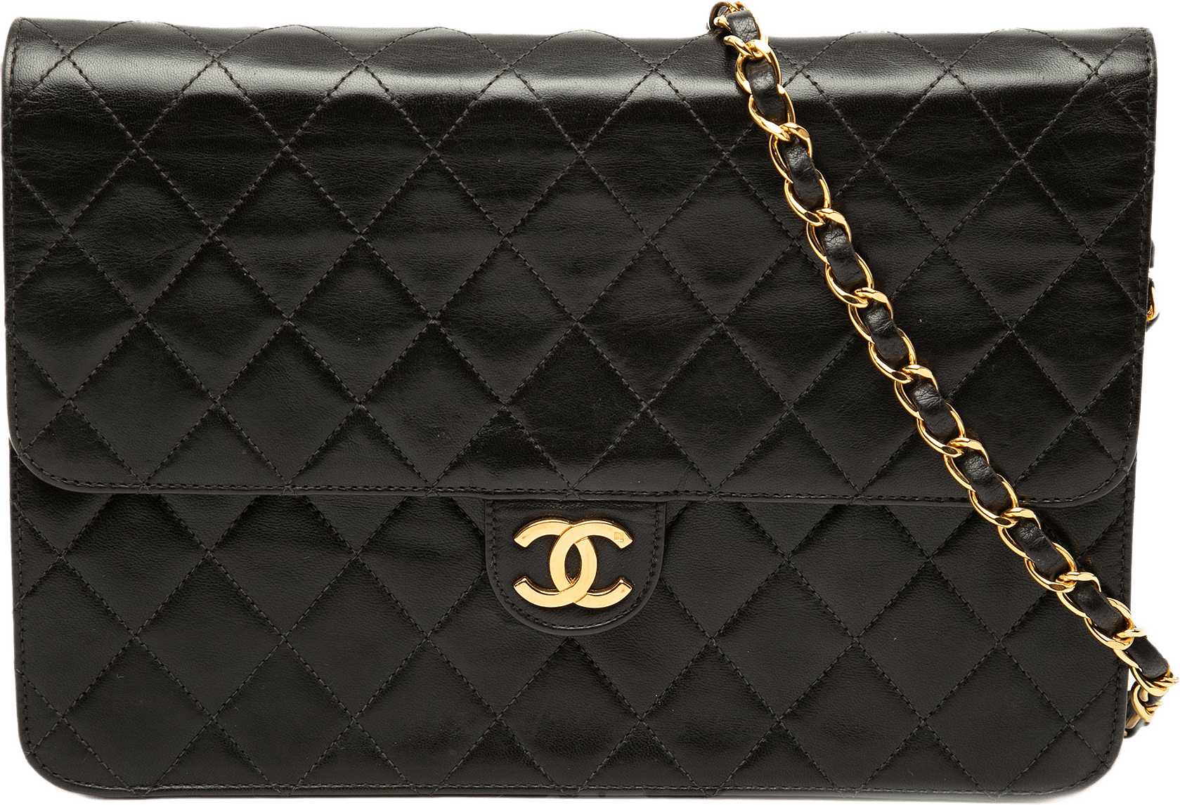 Chanel Medium Cc Quilted Lambskin Single Flap, från Luxclusif, i färgen black.