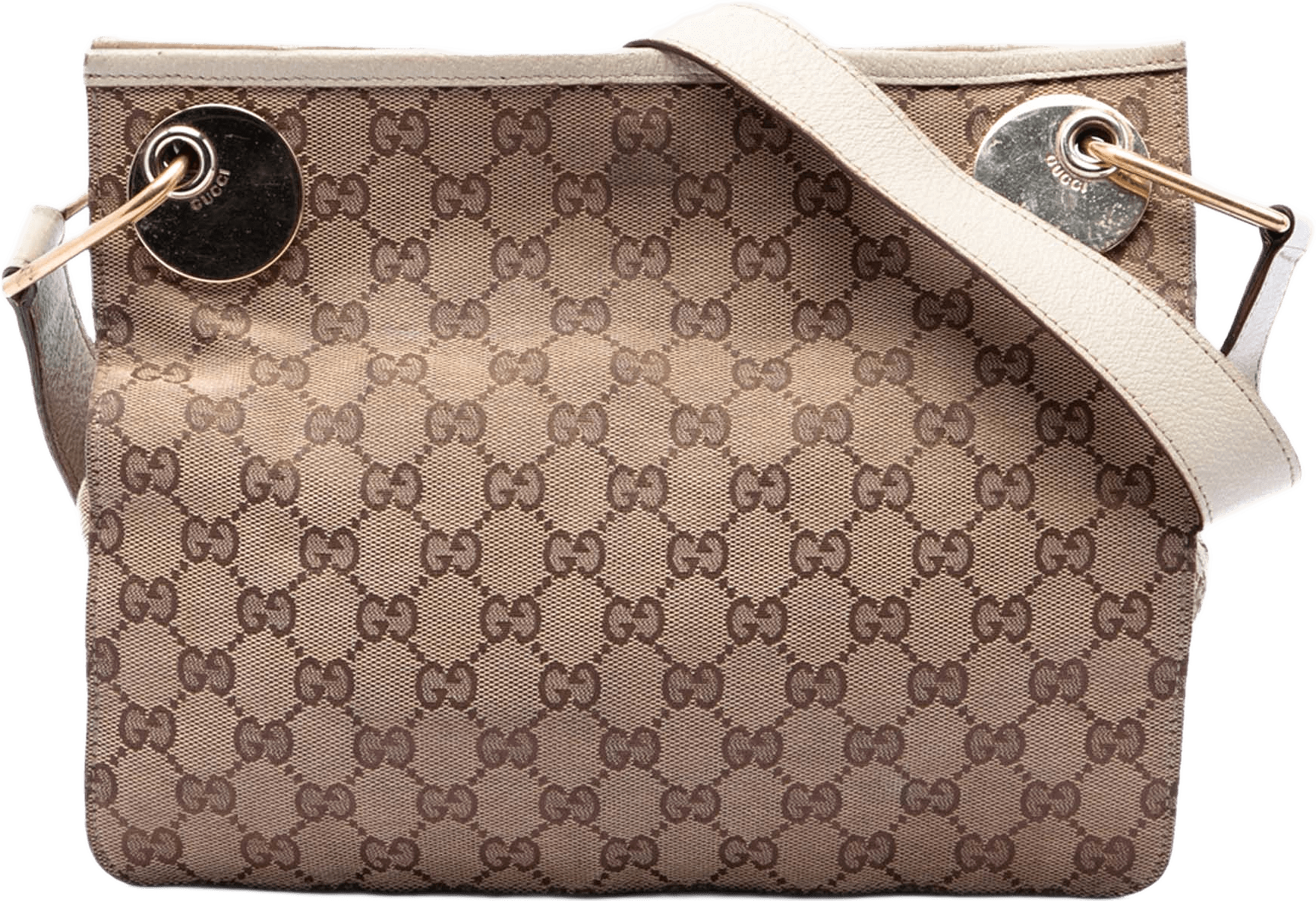 Gucci Gg Canvas Eclipse Crossbody, från Luxclusif, i färgen beige.