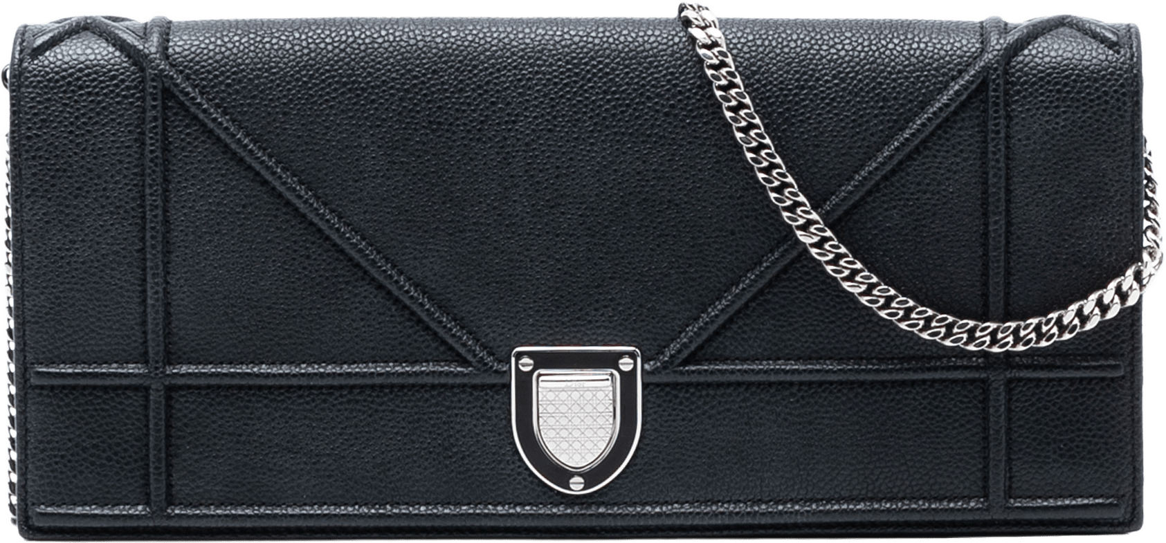 Dior Grained Calfskin Diorama Pochette Clutch, från Luxclusif, i färgen black.