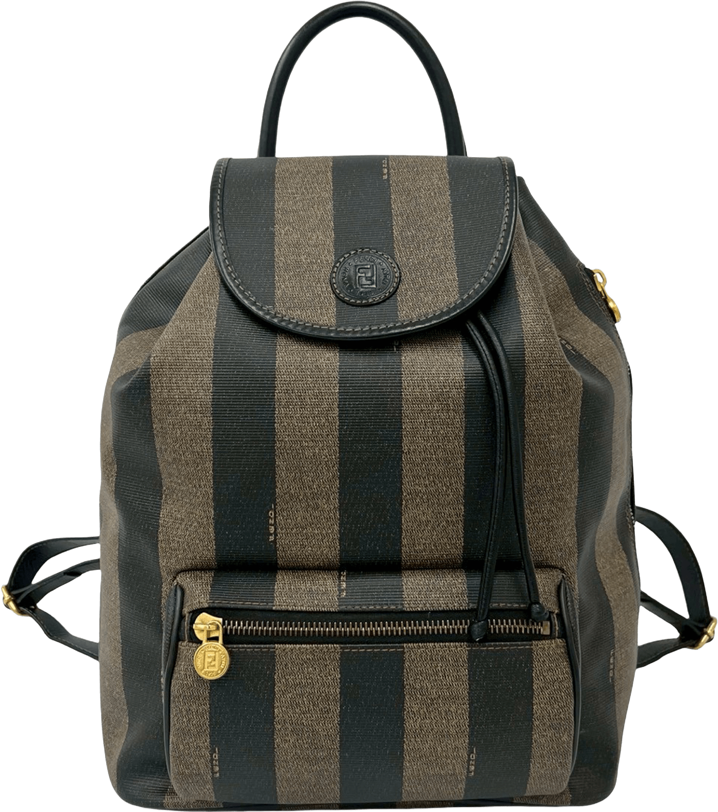 Fendi Pequin Coated Canvas Drawstring Backpack, från Luxclusif, i färgen brown.