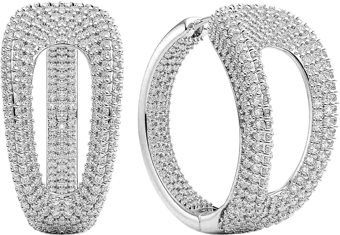 Borsa Creolo Grande Earrings, från Sif Jakobs Jewellery, i färgen silver/white zirkonia.
