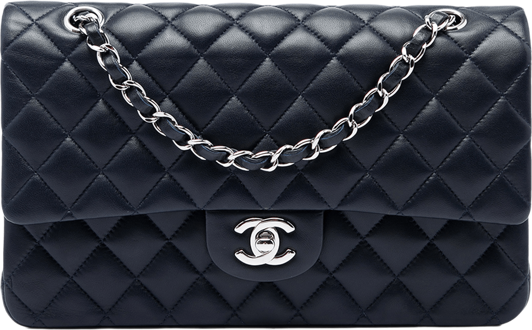 Chanel Medium Classic Lambskin Double Flap, från Luxclusif, i färgen blå.