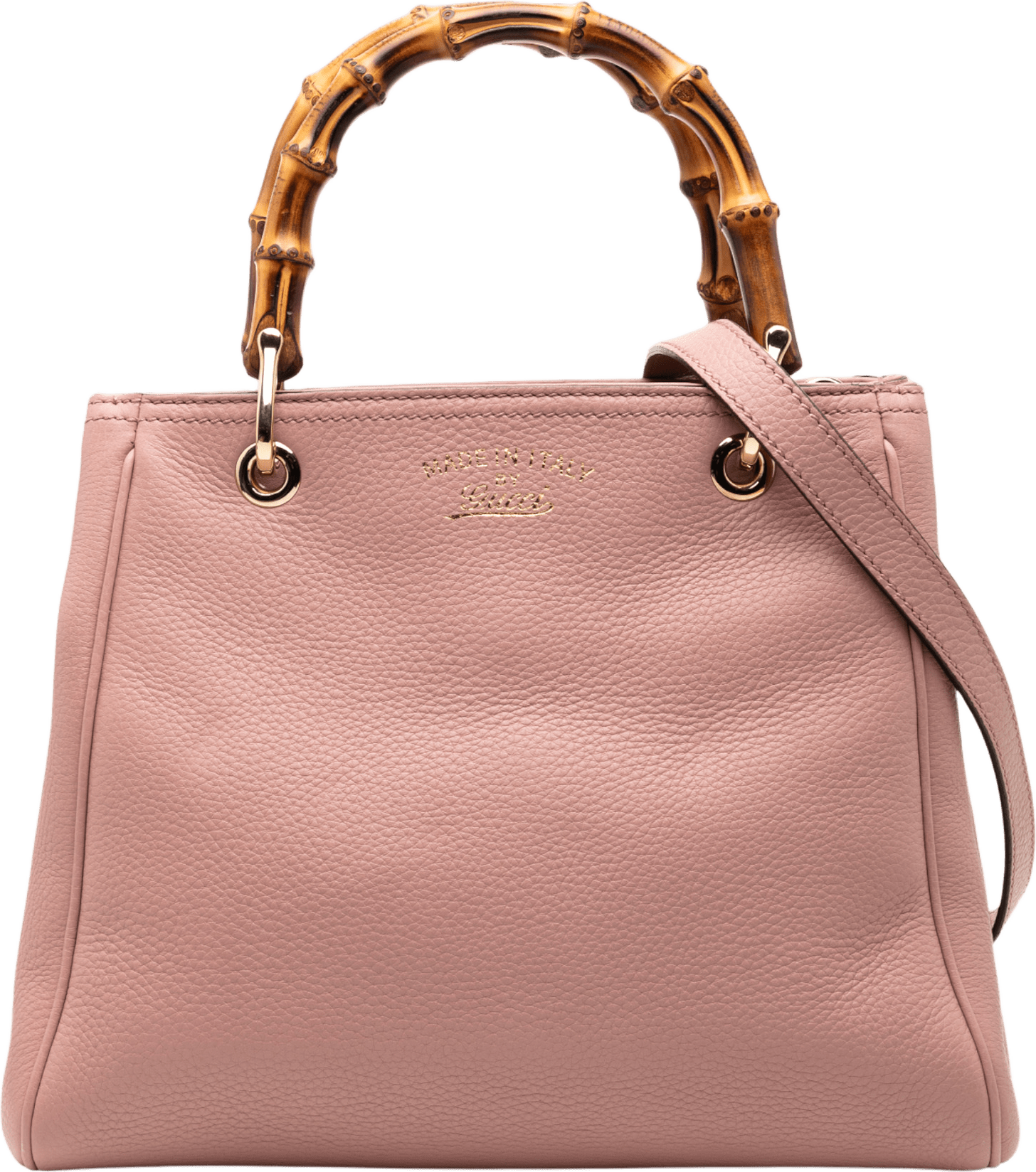 Gucci Small Calfskin Bamboo Shopper Satchel, från Luxclusif, i färgen pink.