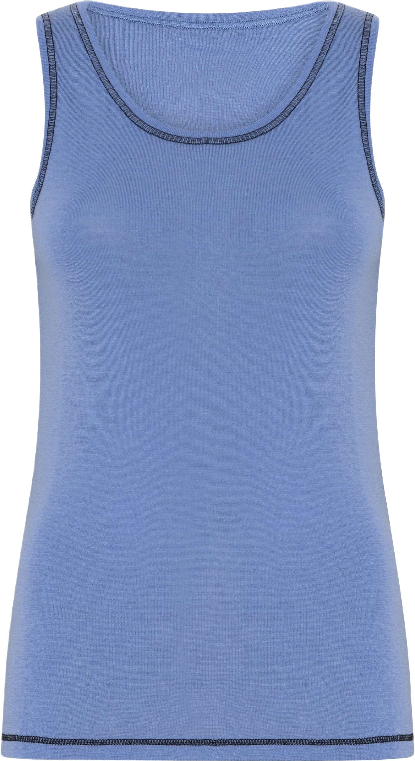 100% Merinoull, Topp Med Breda Remmar, Blå, från Dovre, i färgen blue.