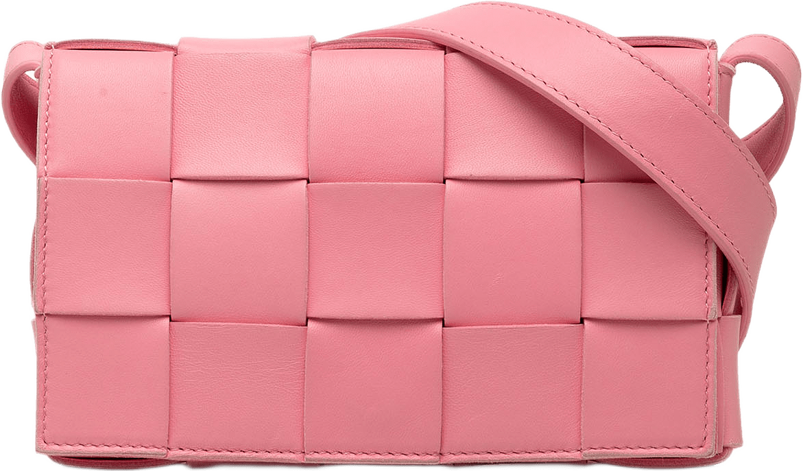 Bottega Veneta Small Nappa Intrecciato Cassette Crossbody, från Luxclusif, i färgen rosa.