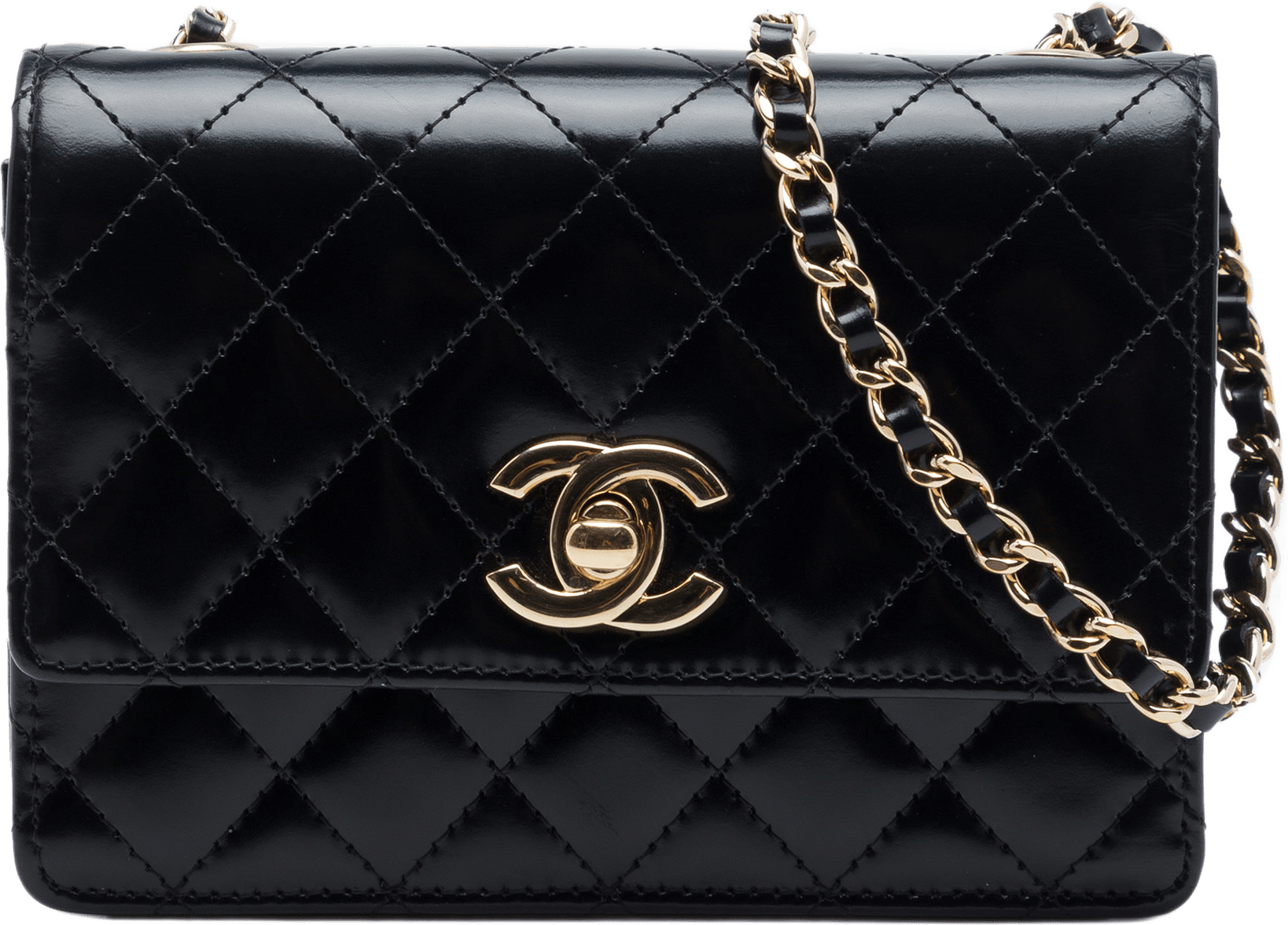 Chanel Micro Cc Quilted Shiny Calfskin Single Flap, från Luxclusif, i färgen svart.