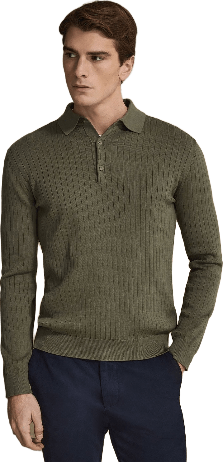Cotton Rib Knitted Ls Polo Sweater (filippo)