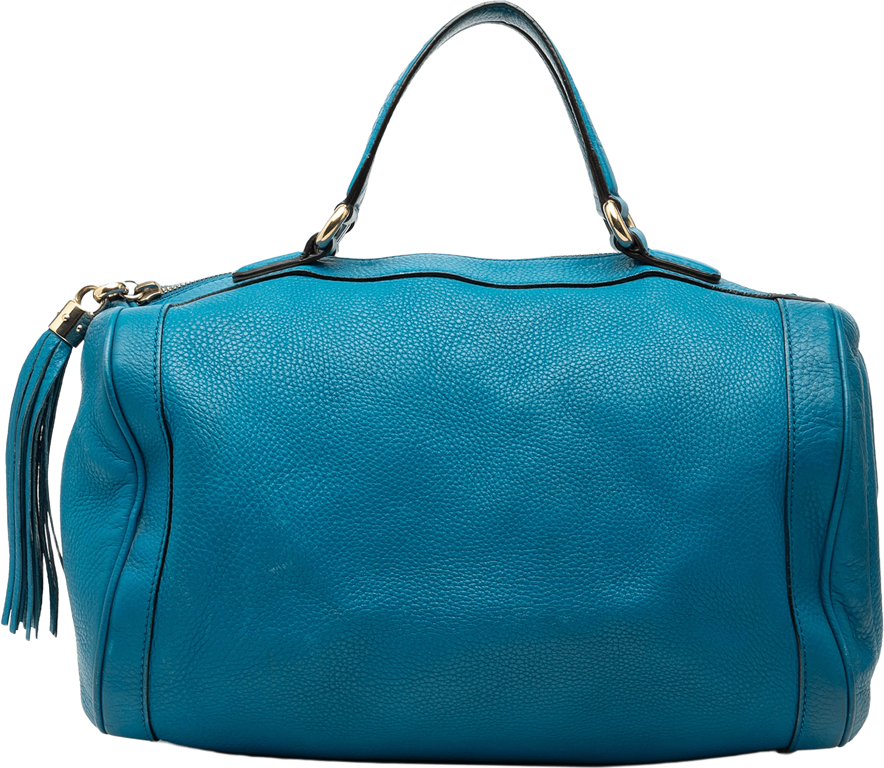 Gucci Medium Pebbled Calfskin Soho Boston Bag, från Luxclusif, i färgen blue.