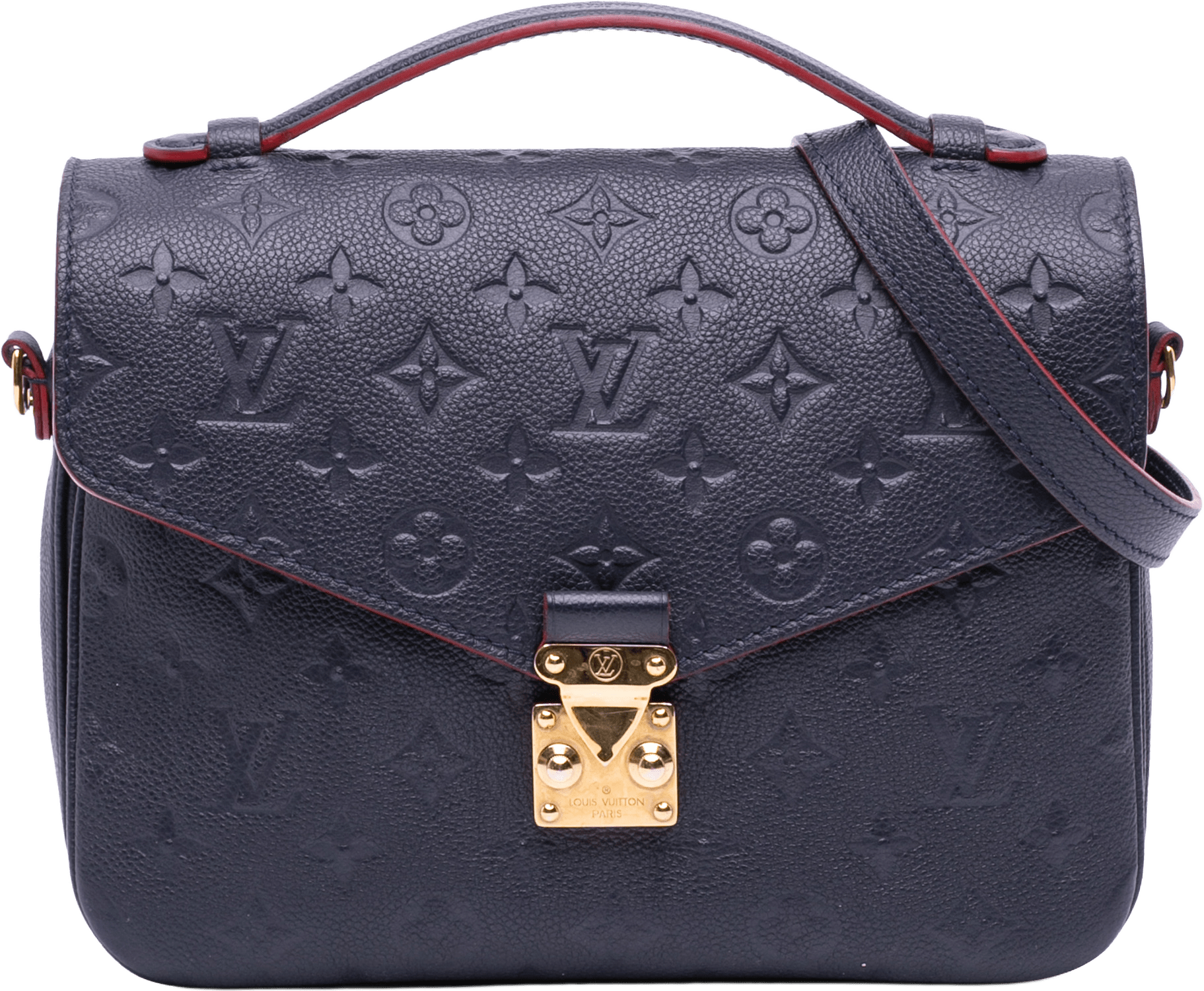 Louis Vuitton Monogram Empreinte Pochette Metis, från Luxclusif, i färgen navy.