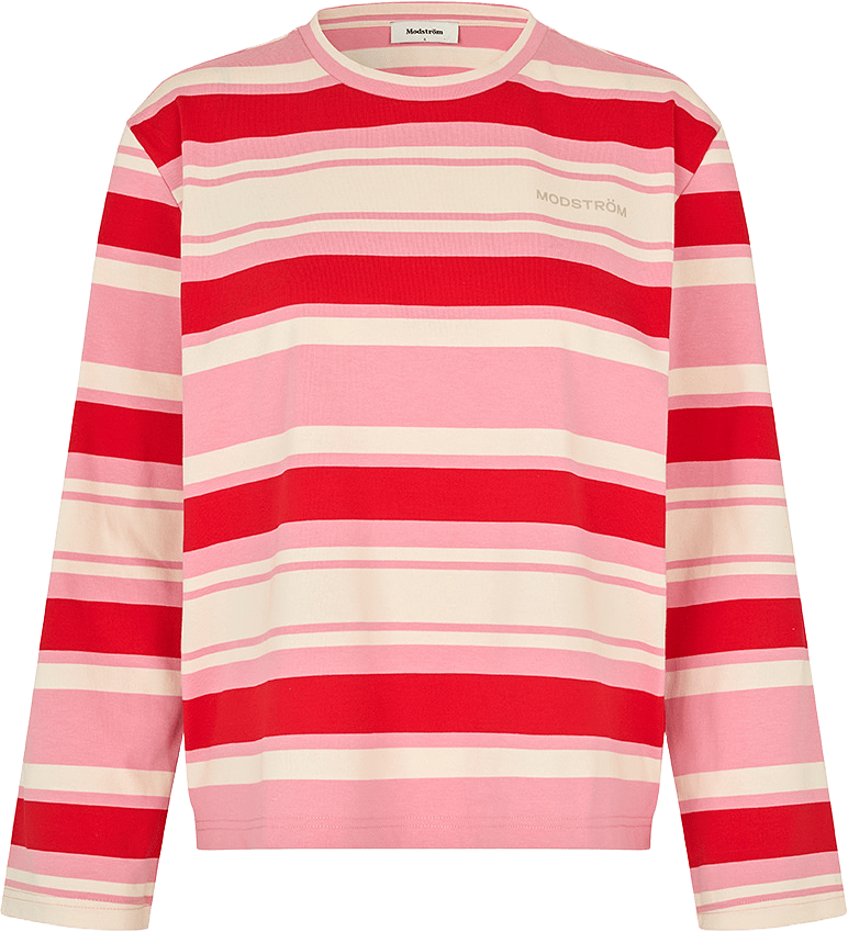 Urbanmd Stripe Ls T-shirt, från Modström, i färgen hibiscus peach stripe.