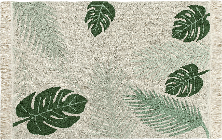 Tvättbar Matta Tropical, från LORENA CANALS, i färgen natural, green, medium green.