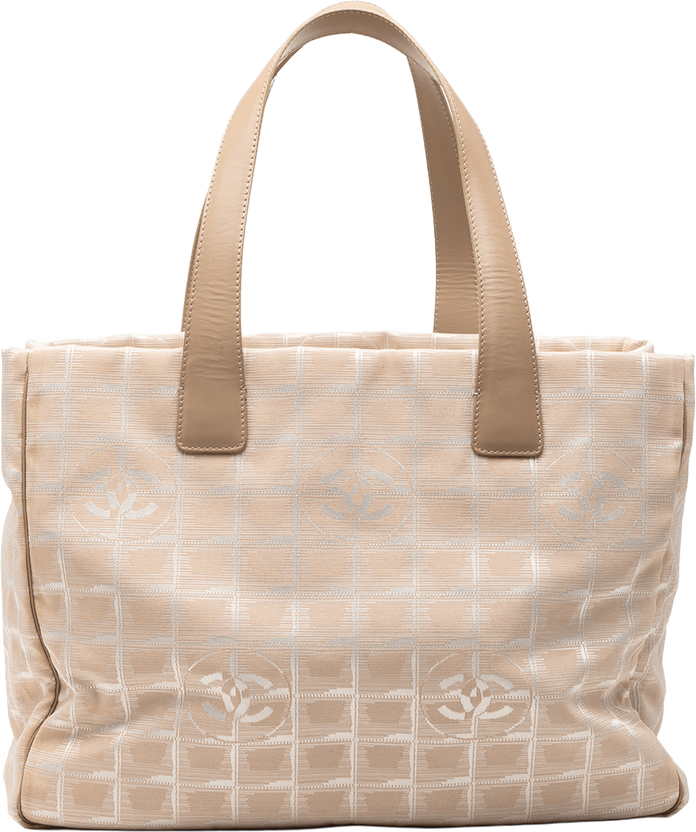 Chanel New Travel Line Nylon Tote, från Luxclusif, i färgen light beige.