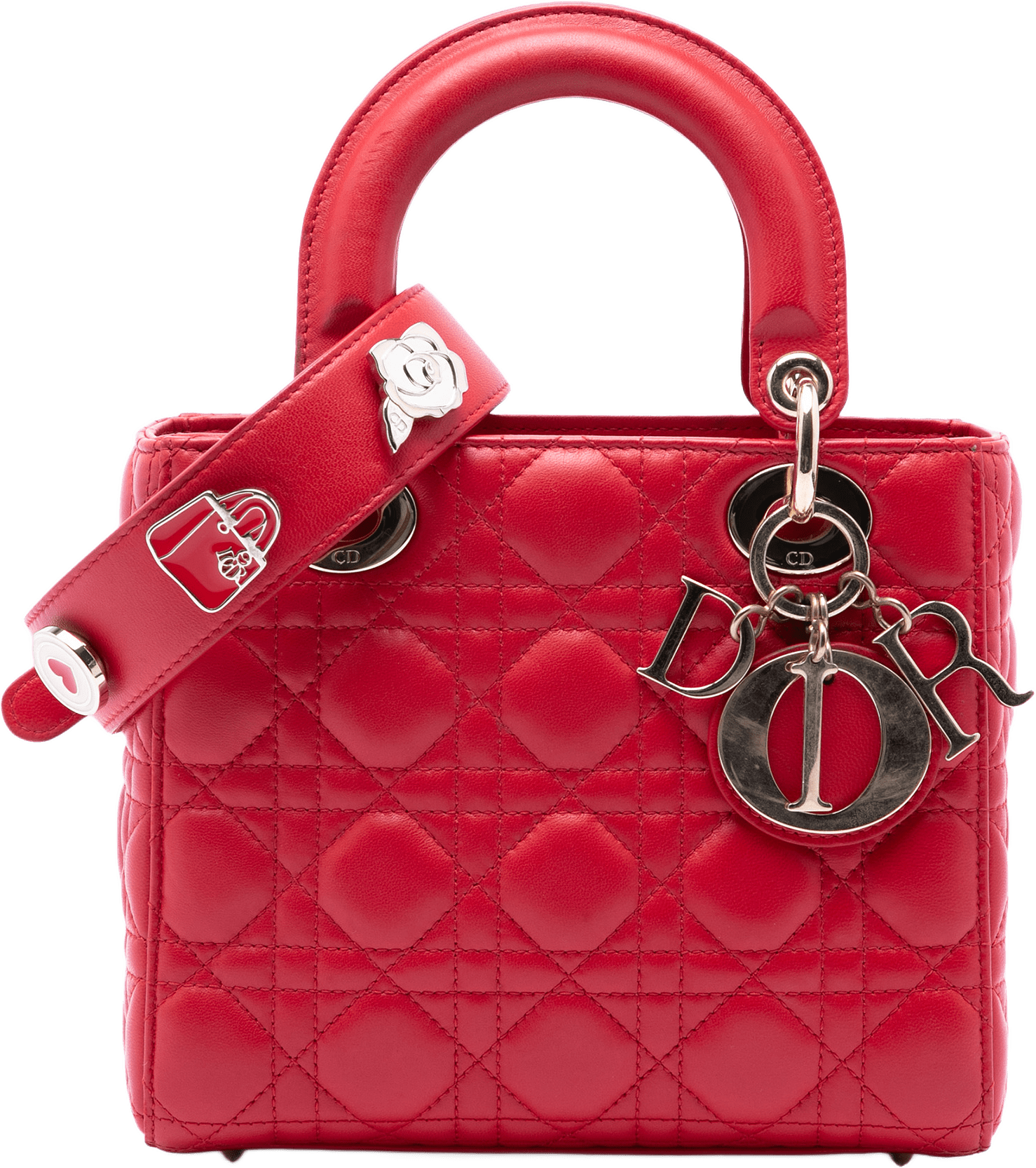 Dior Small Lambskin Cannage My Abcdior Lady Dior, från Luxclusif, i färgen röd.